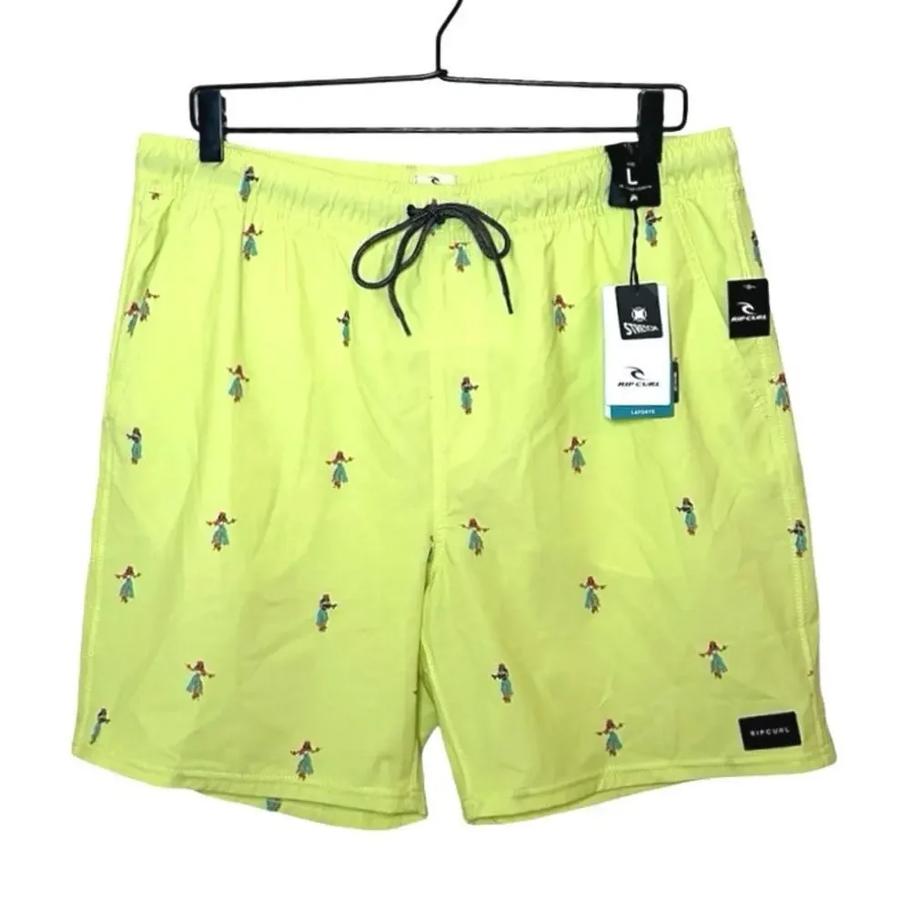 NWT Rip Curl Men’s Hula Breach Volley Trunks Yellow Size Large